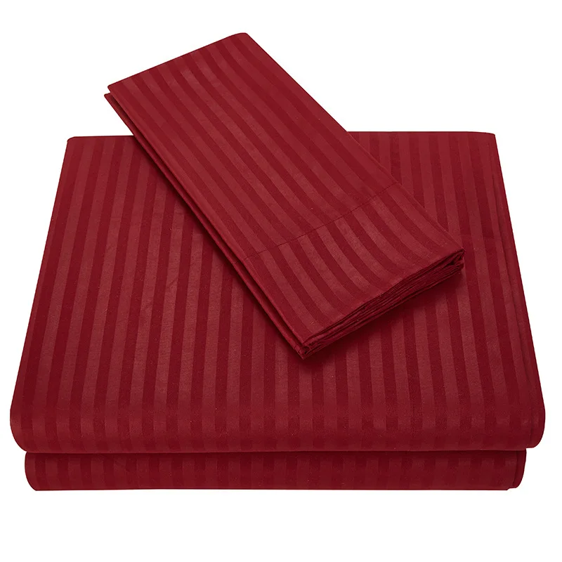 

Bed Sheet Set - Satin stripes Bed flat sheets fitted sheet- Wrinkle, Fade, Stain Resistant - Hypoallergenic - 3/4 Piece