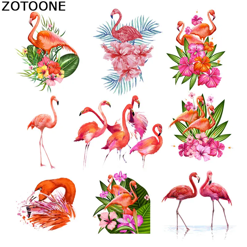 

ZOTOONE Iron on Patches for Clothes Heat Transfer Pink Flamingo Patch washingl T-Shirt Stickers for Clothes Accessory Applique C
