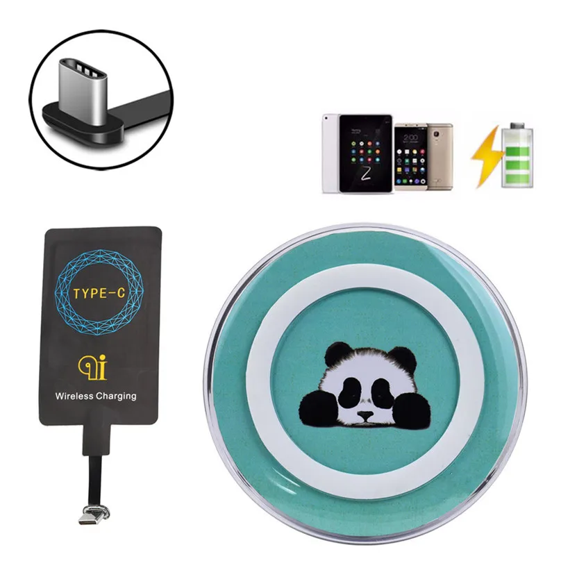 

2019 Qi Wireless Charger And Cargador USB Type-C Sticker Charge Receiver For Huawei P9 For LG G5 Mobile Phone Charger Blue