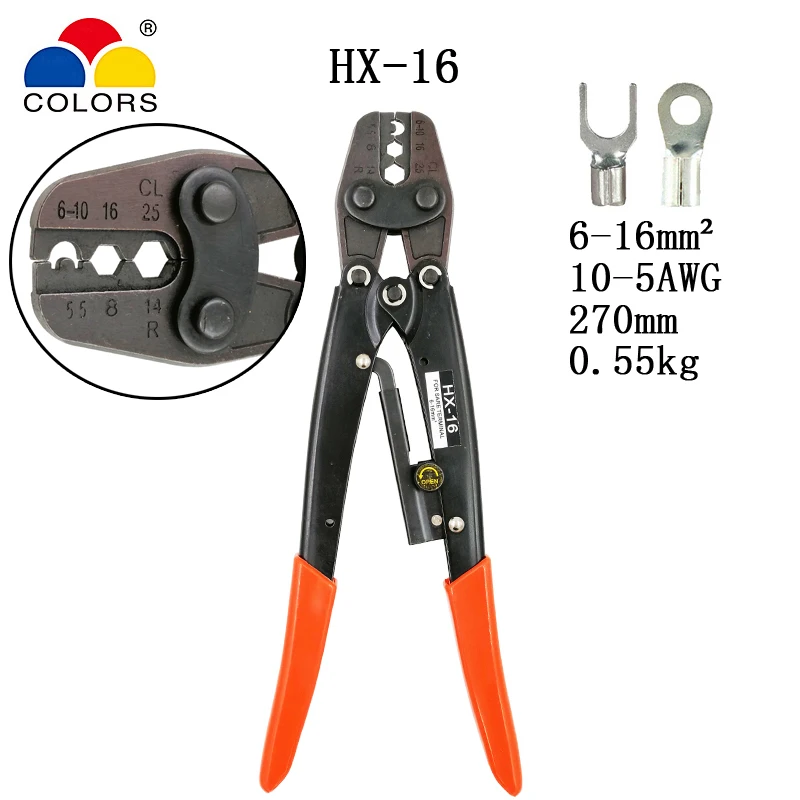 

HX-16 crimping plier for non-insulated terminals (hexagonal type) Japanese style capacity 6-16mm2 10-5AWG electrical tools