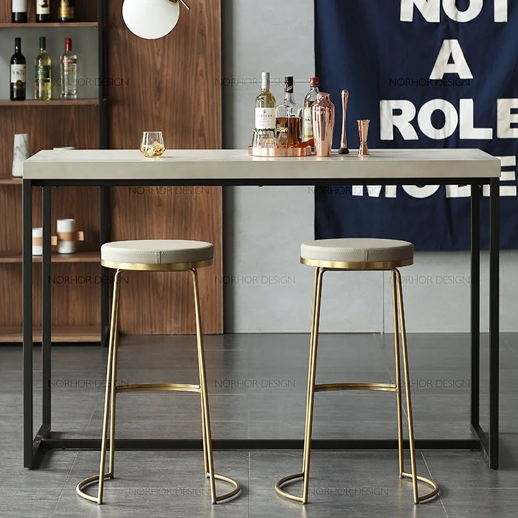 

Nordic Ins Wind Bar Stools Bar Chair Creative Coffee Chair Gold High Stool Simple Dining Chair Wrought Iron Bar Table