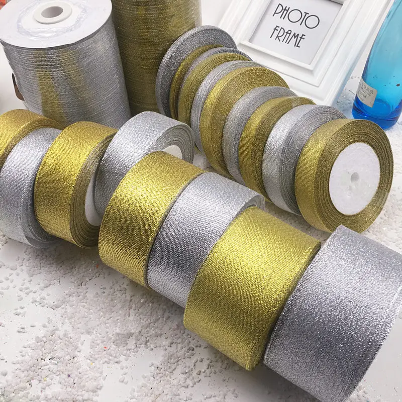 HINDJEF DIY цветные ленты ручной работы золотые и серебряные для лука сахарные