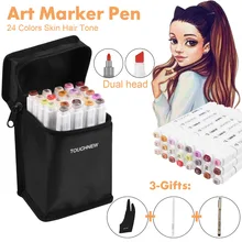 TOUCHNEW 24 цвета тона кожи волос эскиз маркеры двухсторонний для художника рисунок манга портрет товары для рукоделия с 3 подарками