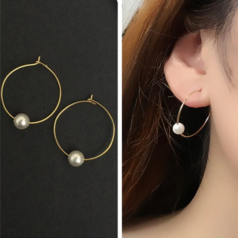 

New 3 Styles Brincos Earing Love Geometric Imitation Pearl Glass Crystal Bead Square Hoop Earrings For Women Wedding Jewelry