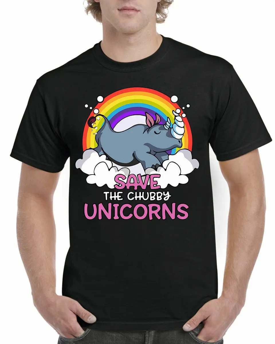 Save The Chubby Unicorns T-shirt Endangered Awareness Rainbow Unisex Tee Top2019 fashionable Brand 100%cotton Printed Round Neck | Мужская
