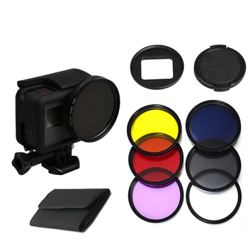 

52mm Diving Filter Set Adapter Ring Lens Cap UV CPL ND4 Yellow Red Purple Underwater filtro for Go Pro 5 6 7 Black Accessories