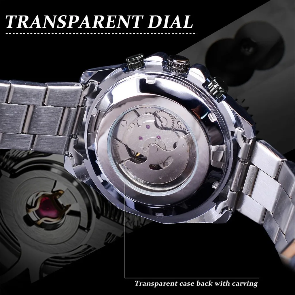 Модные Роскошные мужские часы, водонепроницаемые, три глаза, шесть игл, автоматические механические мужские часы со стальным ремешком, механические наручные часы AD