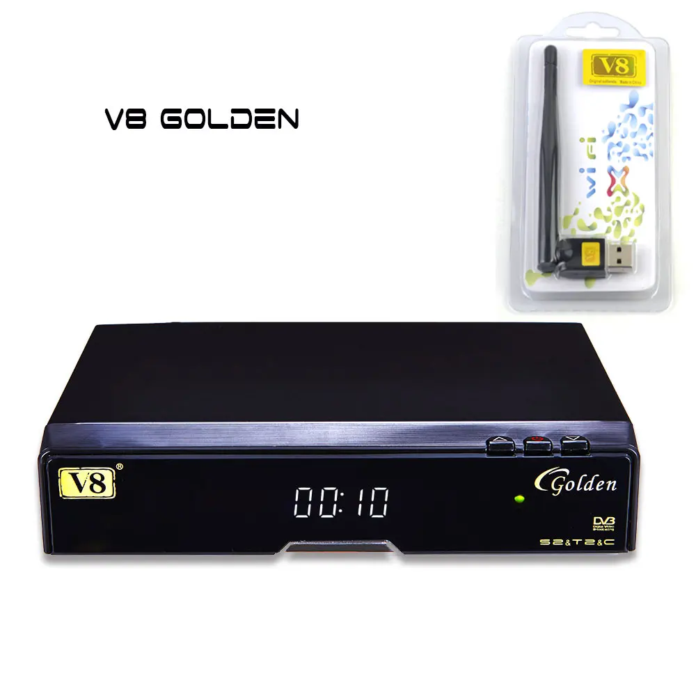 wifi adapter satellite receiver V8 golden DVB S2+DVB T+Cable supporting full powervu, cccam