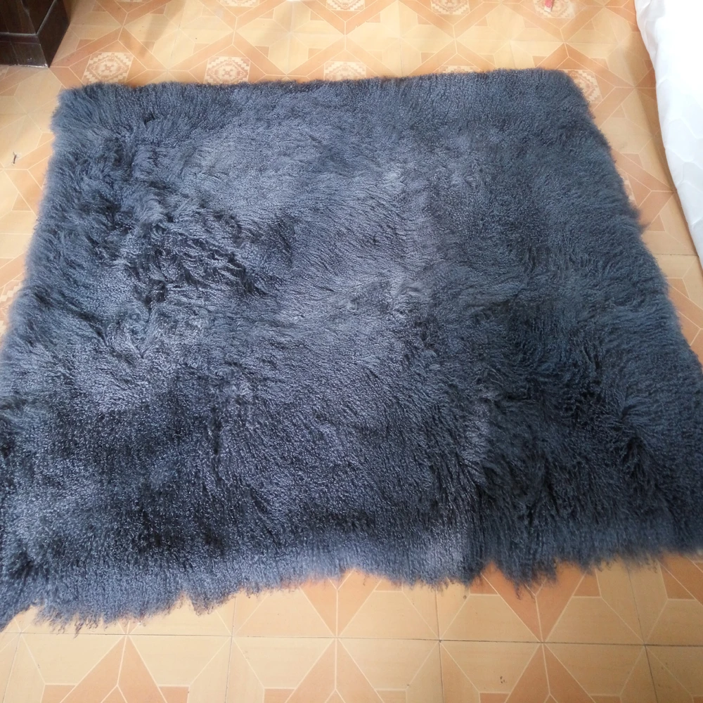 

Gray Mongolian Fur Blanket For Bed Home Rug Area Rugs and Carpets For Living Room Fur Carpet Tibetan Fur Rug Sheepskin Blankets