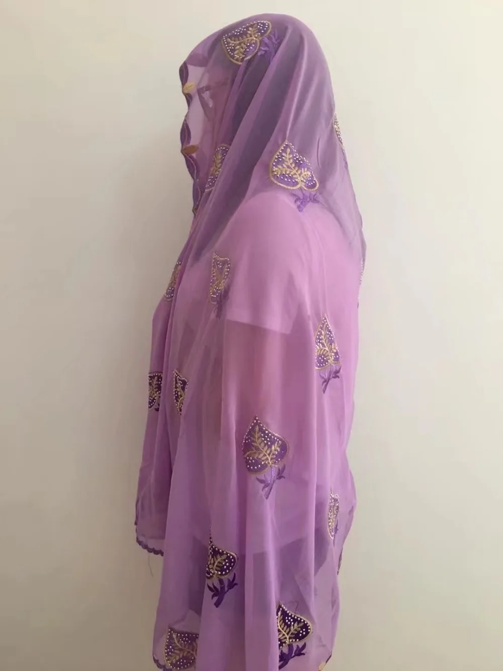 Nigerian chiffon headtie purple african head tie with stones high ...