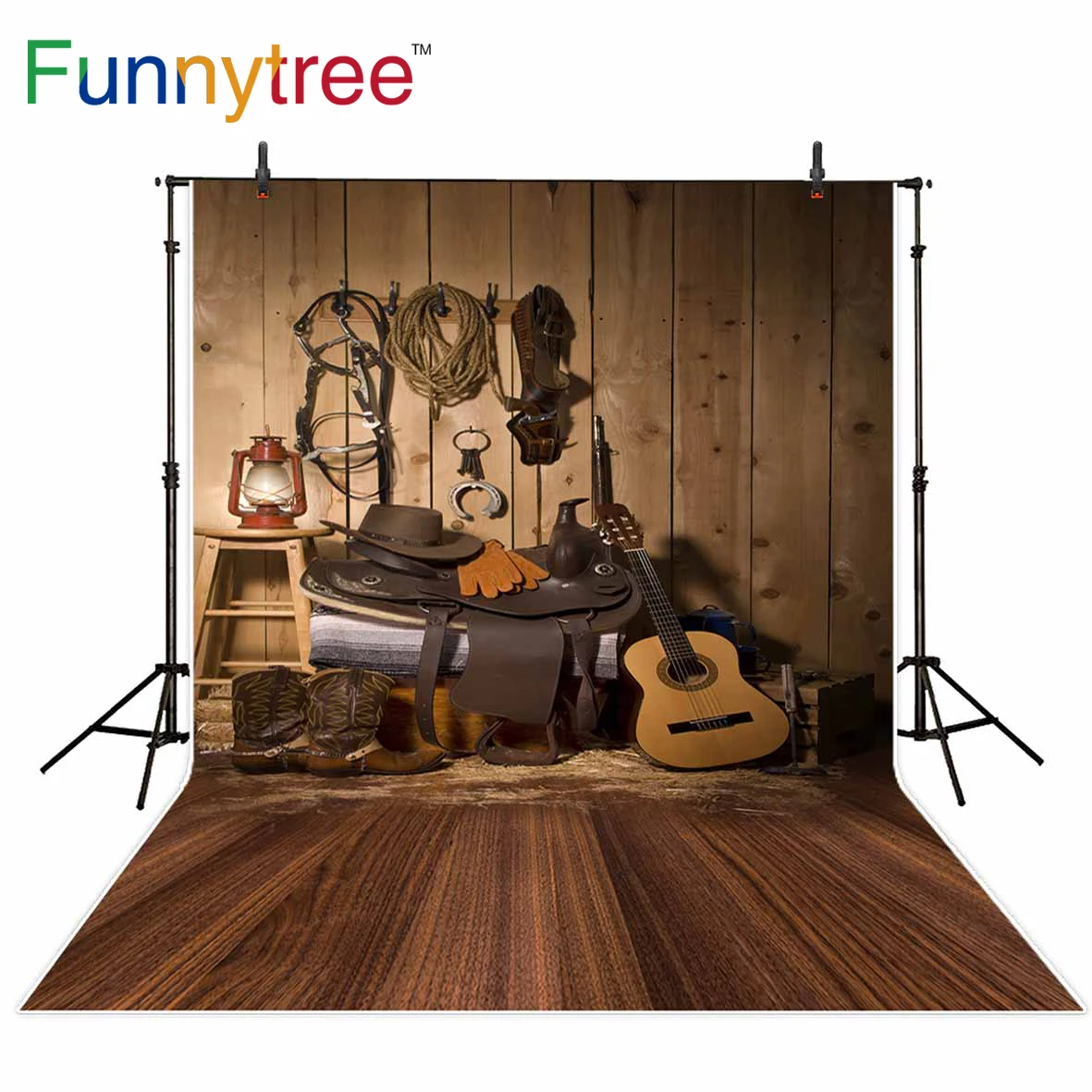 Фоны funnytree для фотостудии ковбойский деревянный гитарный зал винтажный фон