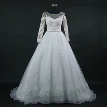 QQ Lover кожи Цвет Дешевые Vestido De Noiva Длинные рукава кружево Плюс размеры Свадебное платье Свадебные платья