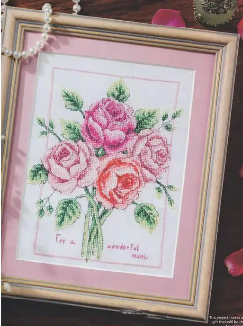 

Rose DIY Craft Stich Cross Stitch Cotton Fabric Needlework Embroidery Crafts Counted Cross-Stitching Kit