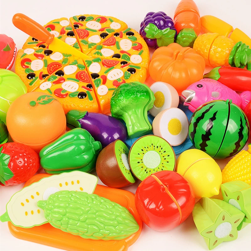 6/10/13/18pcs/20pcs/37pcs/set Housekeeping Toys education toys for baby color random surwish plastic fruit vegetables cut toys