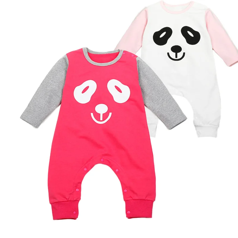 R 4033 Panda Pijama 2016 Algodão De Manga Longa Primavera Recém Nascidos Macacão Bonito Animais Vetement Fille Rosa Cor Branca 0 2 T Pijama Panda