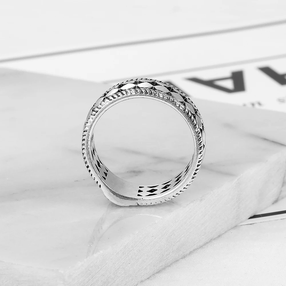 Древний серебряный цвет мода шин Pattern мужские Будды звено цепи кольцо перста