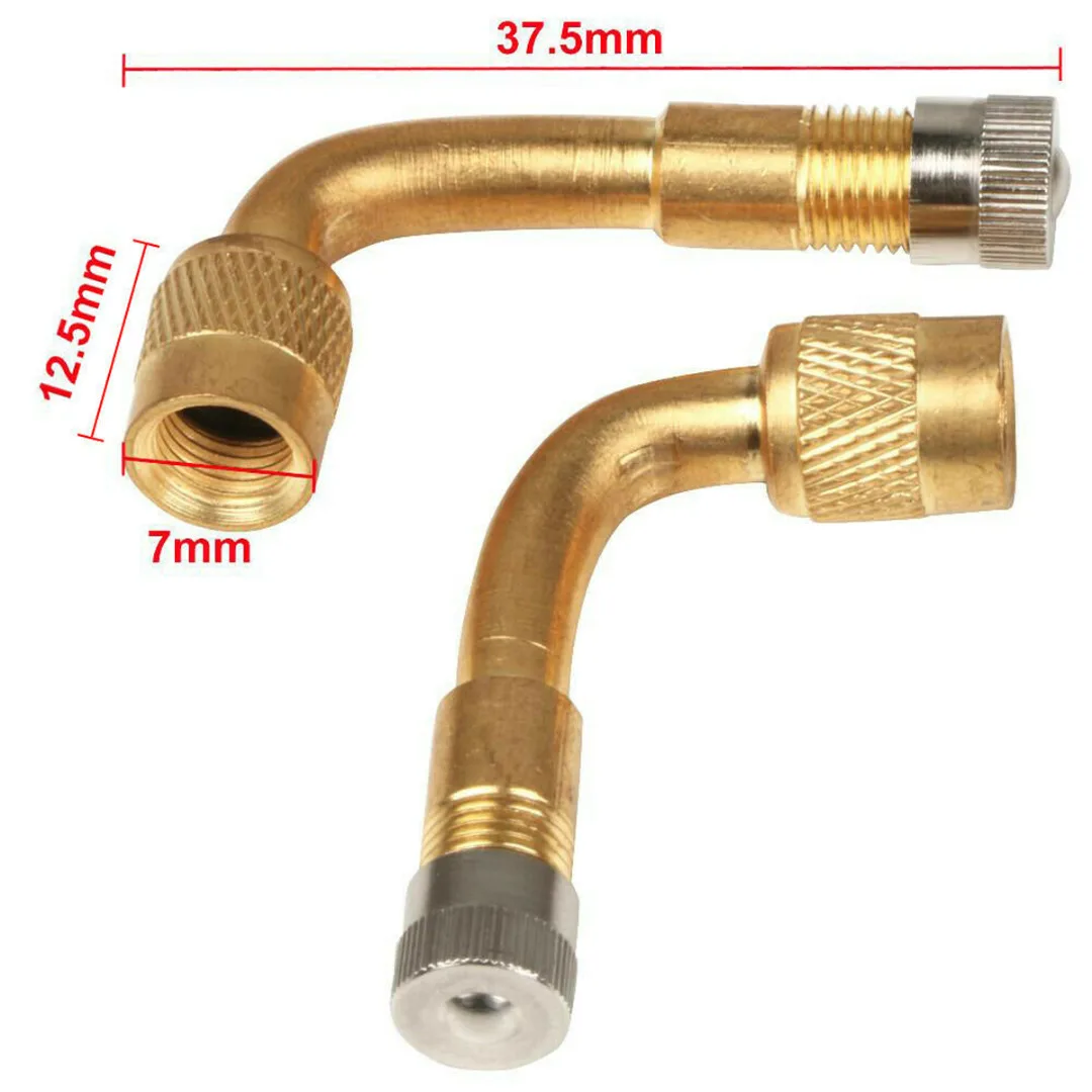 

2pcs Valve Extension Brass Air Tyre Valve Stem Extender for Car Truck Motorcycle 90 Degrees Bent Metal Angle Mayitr