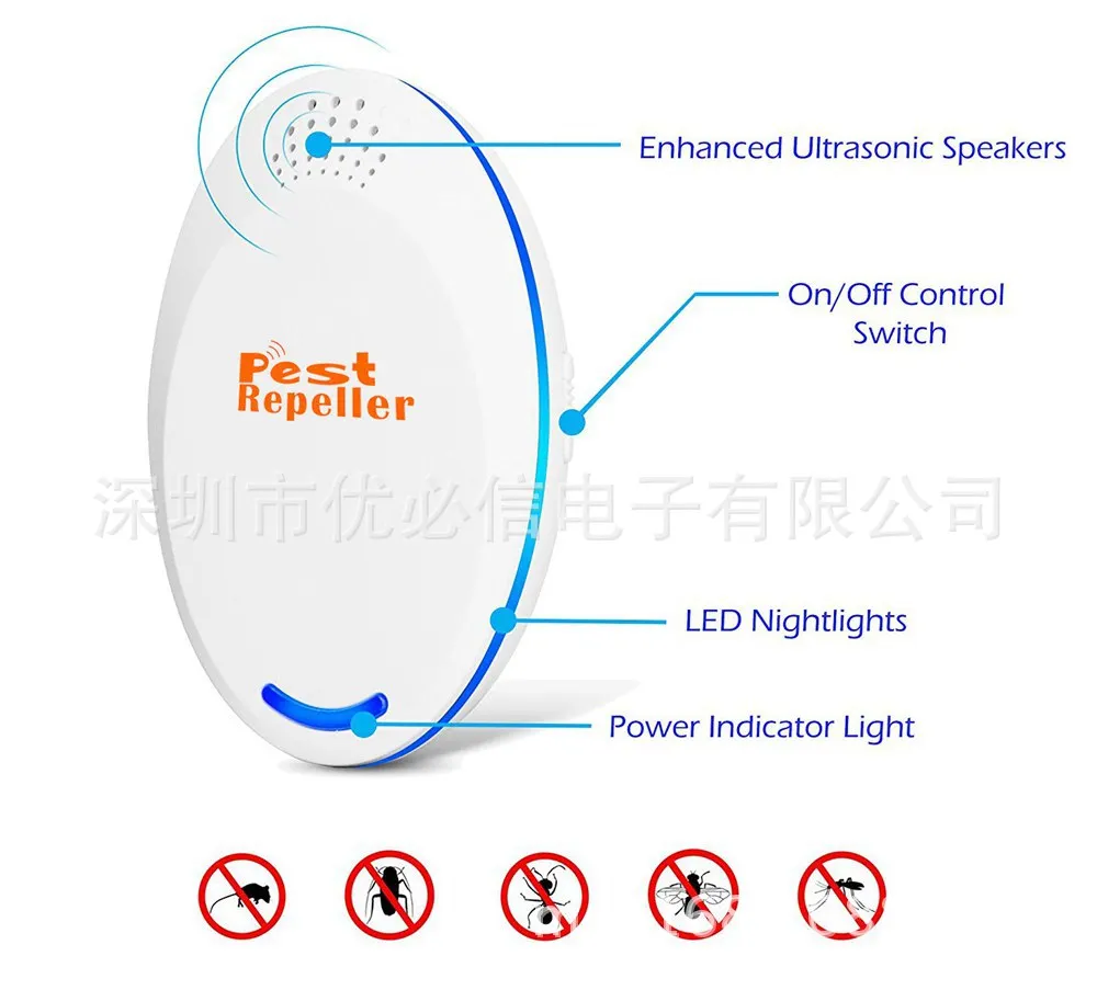 W&M Elektronische Ultrasone Anti Mosquito Insect Pest Mouse Repellent Repeller Pyrethroid Mouse mosquito fly EU US AU CN Plug