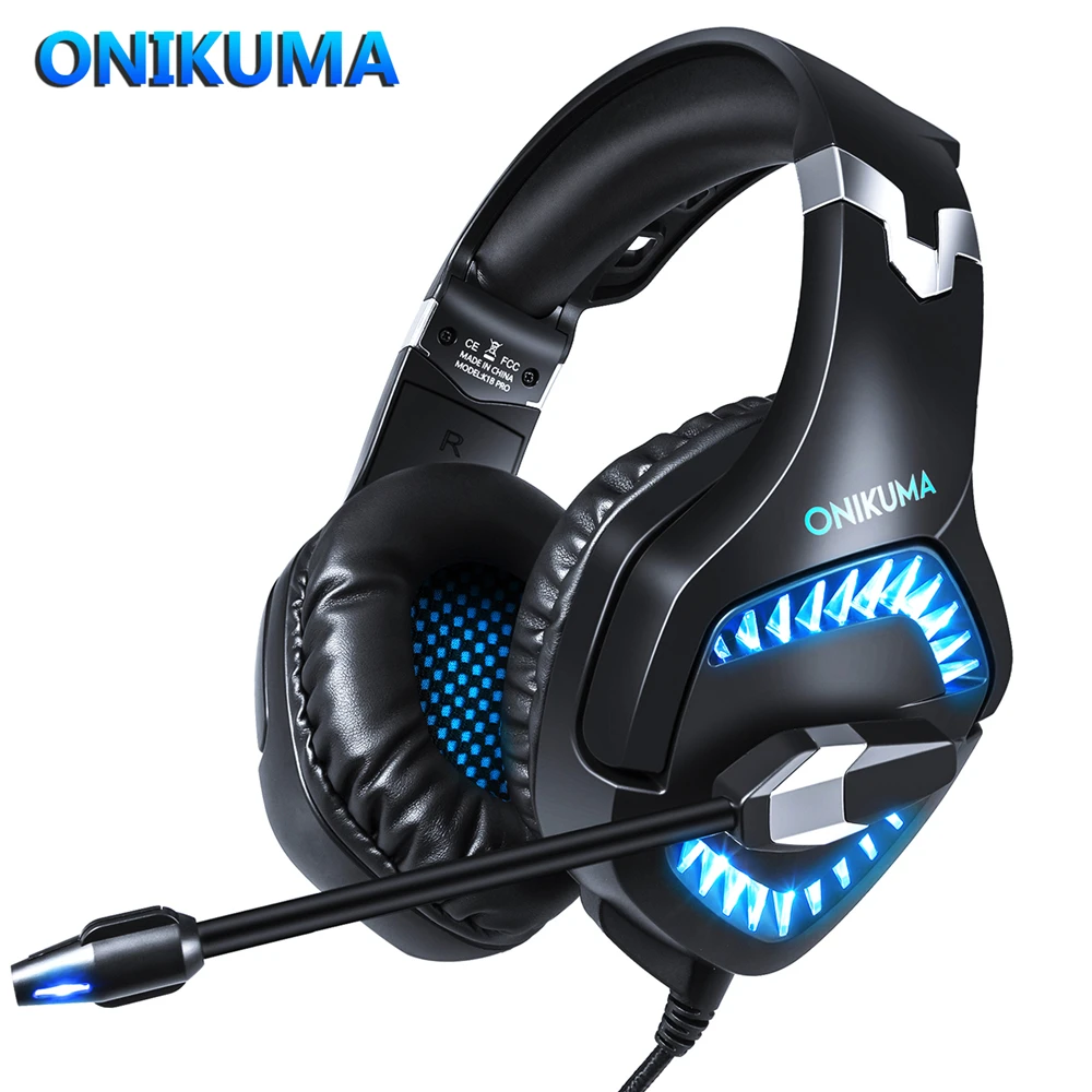 ONIKUMA Игровые наушники гарнитуры с светильник микрофоном стерео большие