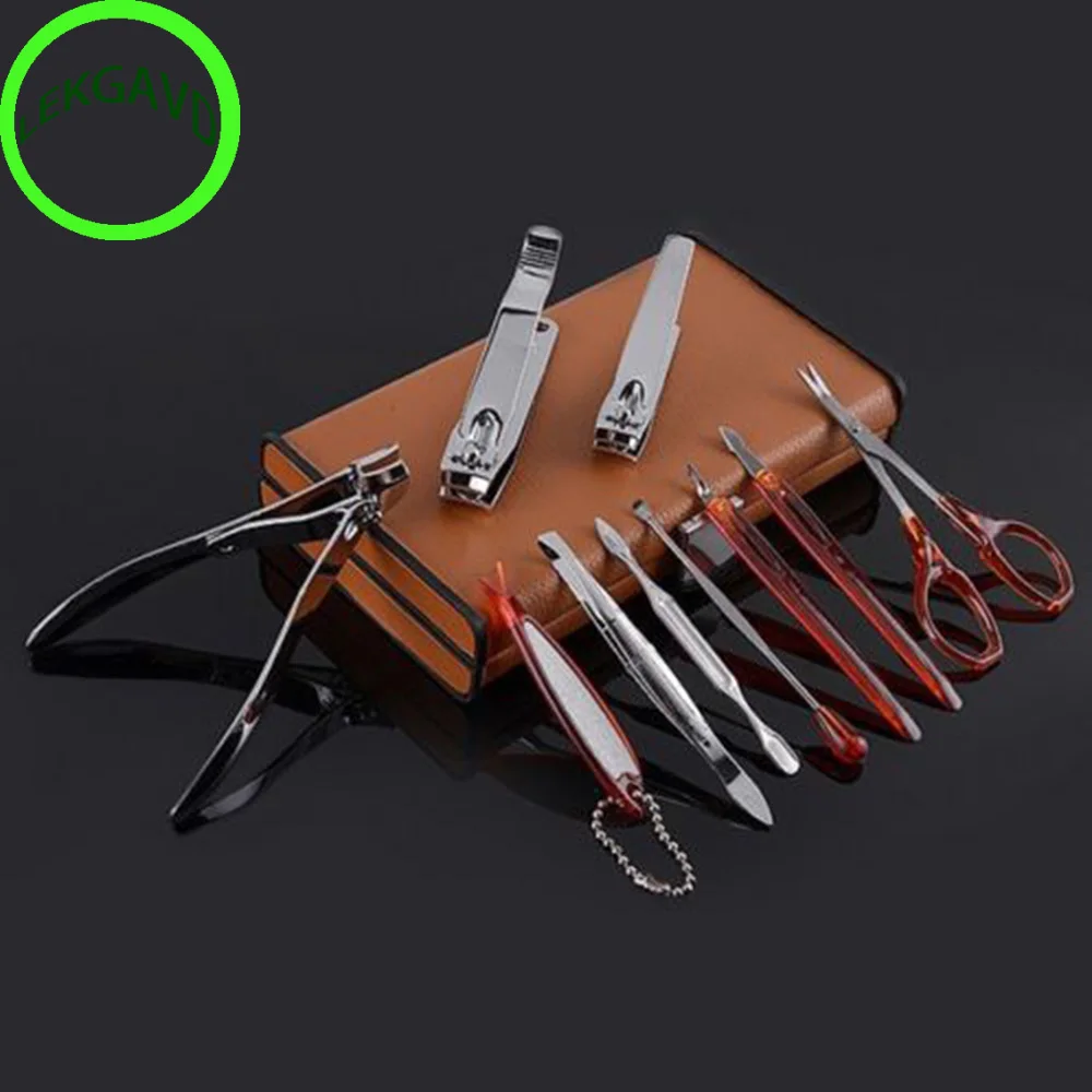 

5 Pcs/10 Pcs a Set Nail Care Manicure Pedicure Professional Cuticle Clippers Manicure Set with Leather Carrying Case Tools Kits