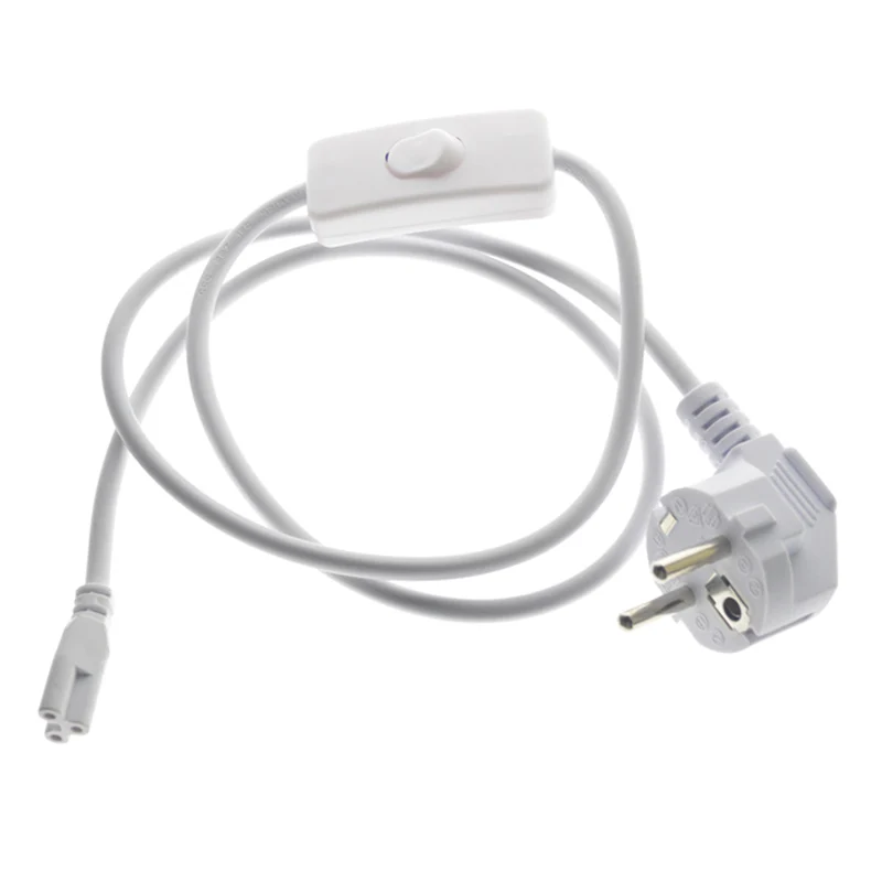 

1meter EU Pulg to T5 Tubes Cable Wire With Switch Double-End Cable 3pin for LED T5 integrated tube light Connector Power Adapter
