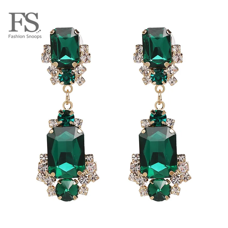 

FASHIONSNOOPS Bohemian Fashion Drop Earrings For Women Rhinestone Dangle Shiny Christmas Gift Jewelry Trendy Wedding Earrings