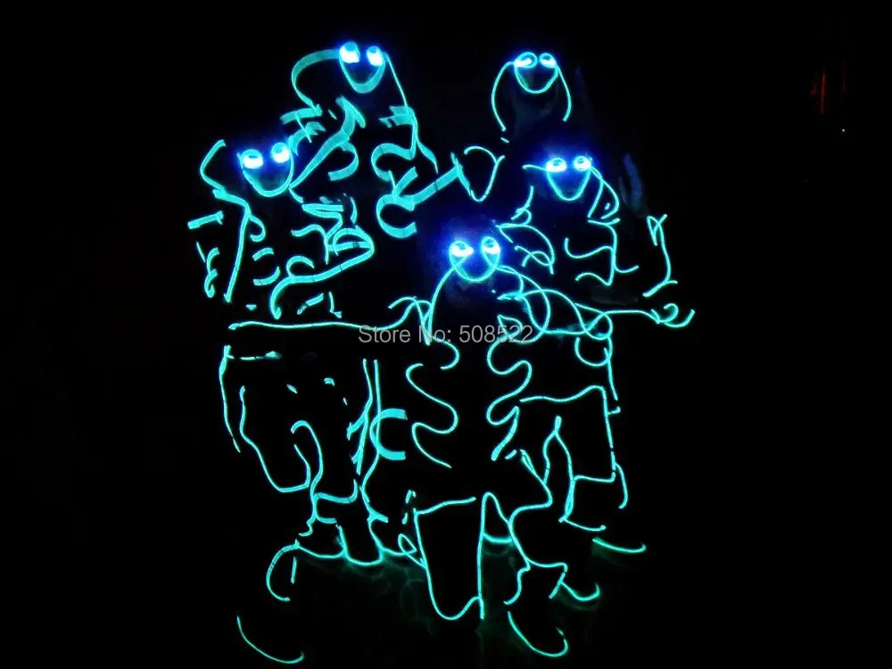 Cheap Illuminated costume EL wire robot set for DJ/DS/ luminous costume Size/ color customized