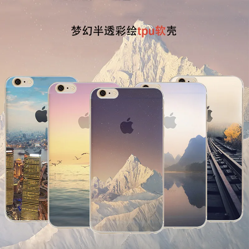 Мягкий силиконовый чехол для iPhone 7 plus 6 s 5 5S с изображением горного леса и