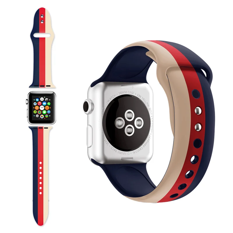 Спортивный силиконовый ремешок для Apple Watch 4 40 мм 44 iwatch 3 2 1 38 42 мягкий красочный