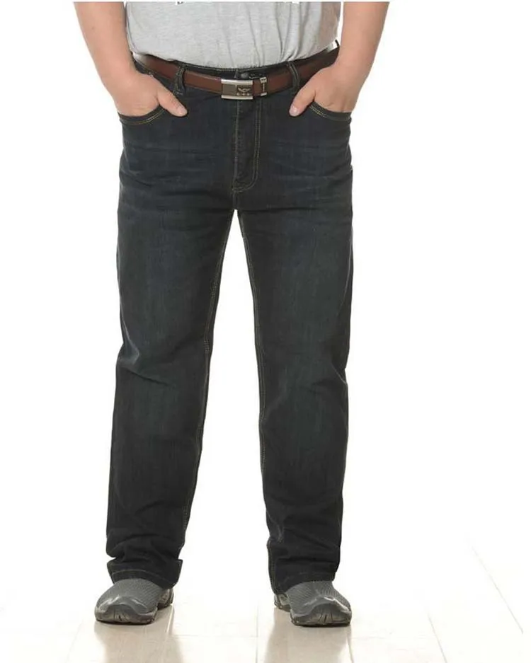 Для Мужчин's Джинсы для женщин эластичные джинсовые штаны Высокая Талия Повседневное черные джинсы-шаровары в стиле хип-хоп штаны свободного кроя большой размер 35-49 - Цвет: Black