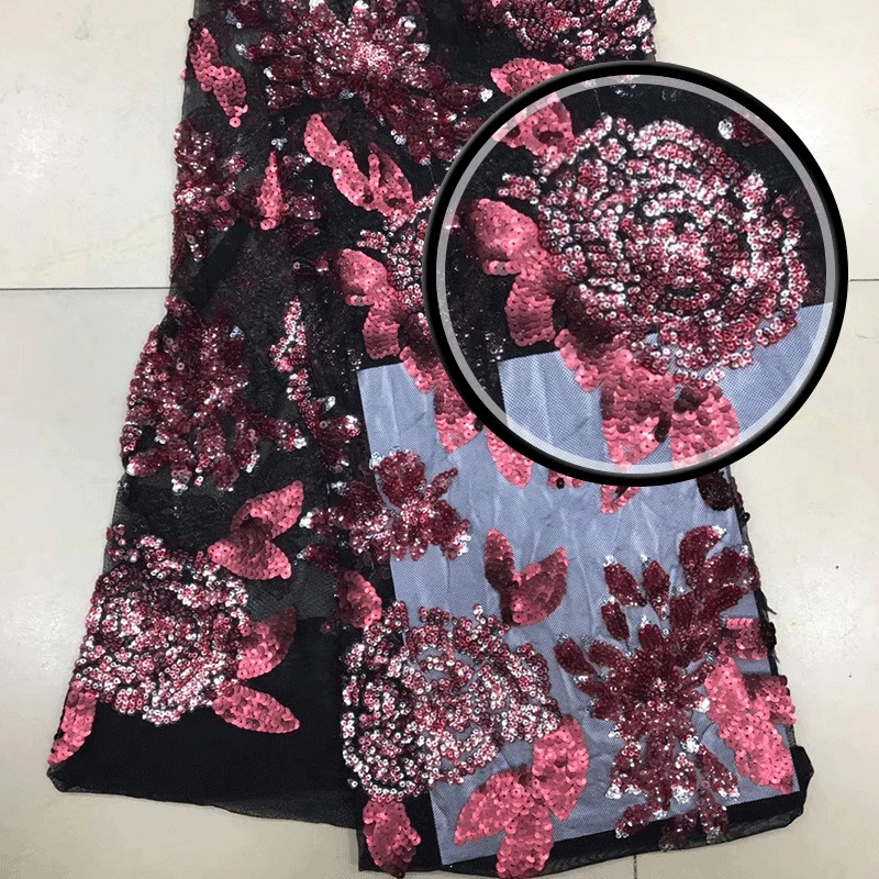 

Wholesales Latest High quality 2018African Brand fashion Sequined tulle Lace Fabric For Christmas party Dresses laceMD544