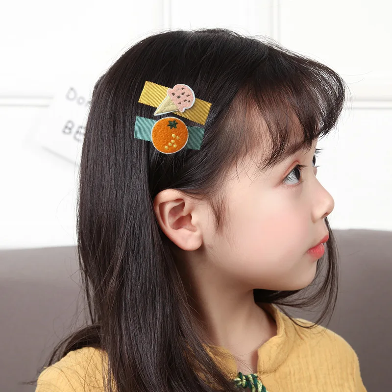 

2PCS Cartoon Hair Clips for Girl New fruit Embroidery Hairpins Hair Barrettes Accessories Cute Baby Girls Headwear Hair Clip