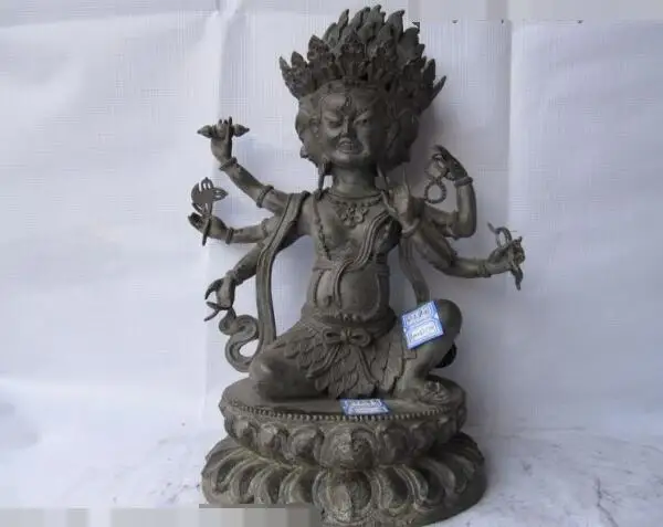 

S06373 Tibet Bronze Three Face Six-Arm Hands Ushnisha Vijaya Parnashavari Buddha Statue
