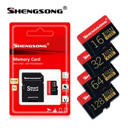 100% Оригинальные Shengsong Micro SD card 16 GB/32 GB Class10 SDHC 64 GB/128 GB Class10 SDXC 80 МБ/с. карты памяти для samrtphone и ПК