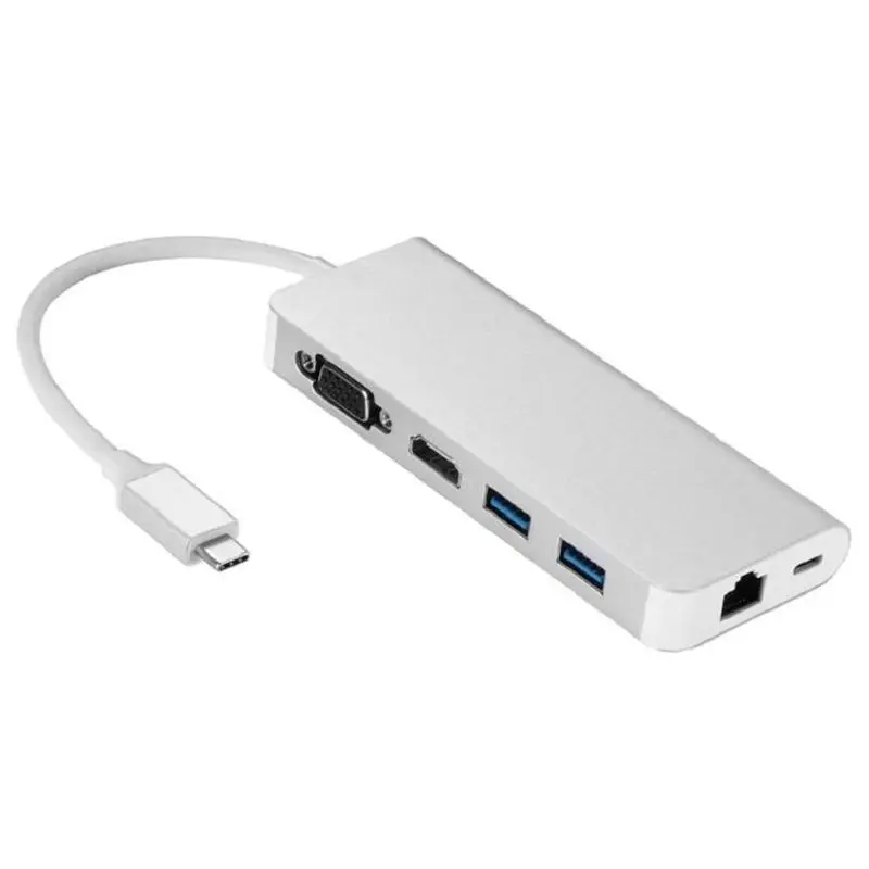 Usb 3 0 концентраторы 6 в 1 type C концентратор type-C к Hdmi Vga Rj45 двойной Usb3.0 Pd зарядный порт
