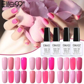 

Elite99 10ML Nail Art Gel Pure Pink Color UV LED Lamp Gel Nail Polish Long-lasting Macaron Soak off varnish Gel Lacquer