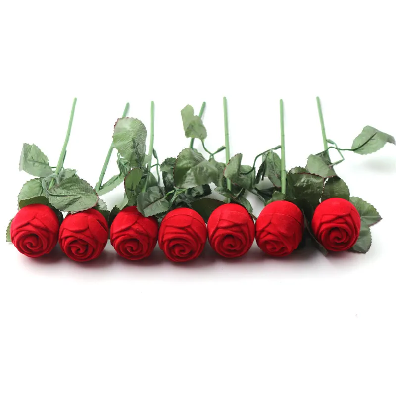 Red Rose Ring Box Personalized Velvet Wedding Originality Gift Box Fashion Valentines Engagement Box Jewellery Packaging Box