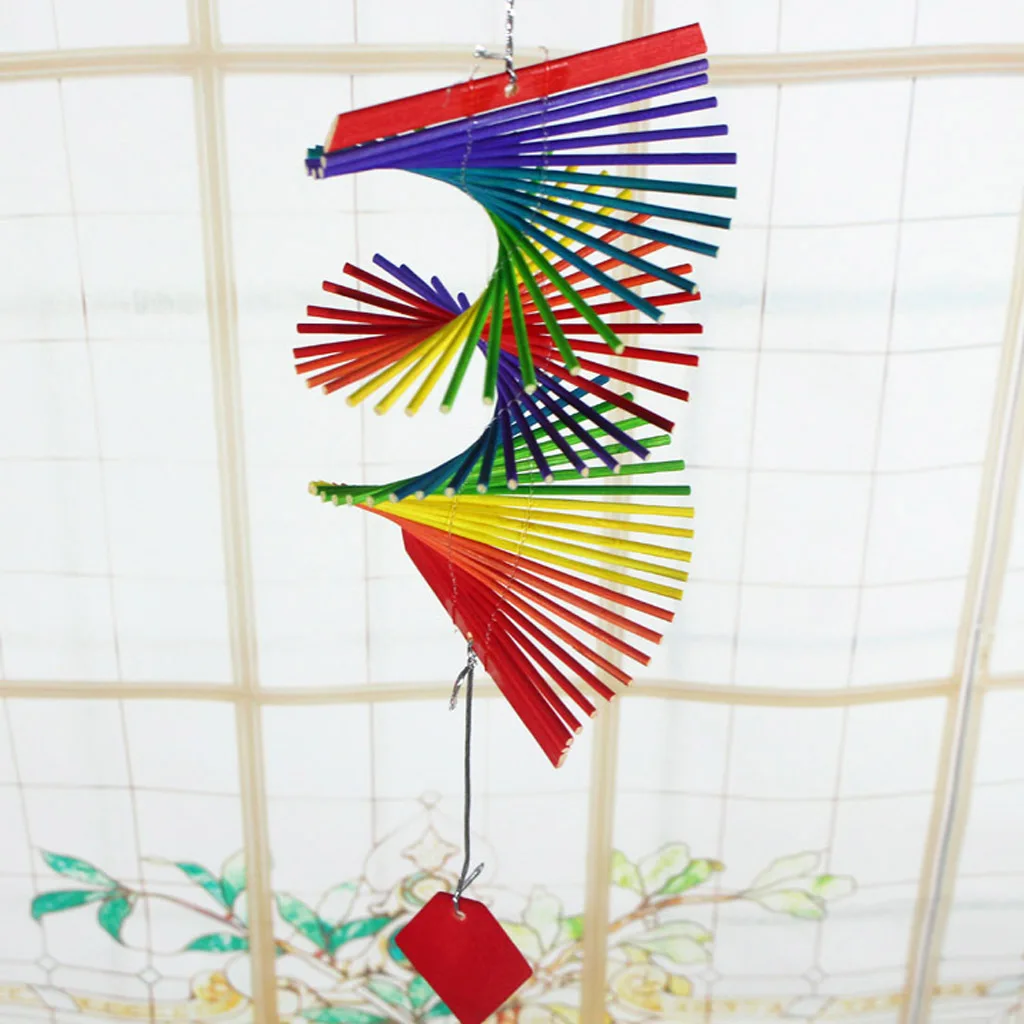Rainbow Color Spiral Wind Garden Park Tent Charm Hanging Spinner 5 Size 