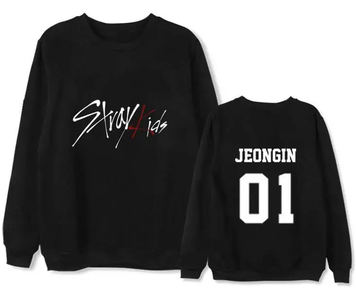 Kpop straykids/черный/белый тонкий свитшот с именами членов группы для фанатов унисекс пуловер с круглым вырезом толстовки весна осень - Цвет: 5