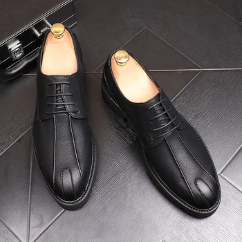 

Brand Breathable Men's Oxford Shoes Top Quality Dress Shoes Men Flats Fashion Genuine Leather Casual Shoes Work Shoes Big Size