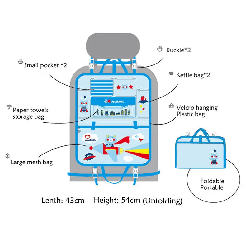 Мультфильм для хранения на спинку автокресла Сумочка Органайзер с принтом с животными, детские товары, средства Сумка TIDING bag автомобильные аксессуары для интерьера