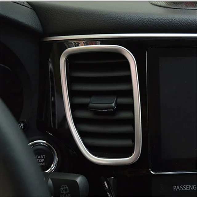 

For Mitsubishi Outlander 2016 2017 2018 ABS Chrome car Middle air vent outlet condition panel Control cover trim frame lamp 4pcs