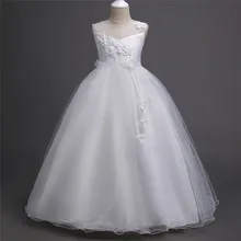

Long White Flower Girl Dresses for Weddings Pageant Party Ball Gown Birthday First Communion Dresses for Girls Evening Gown