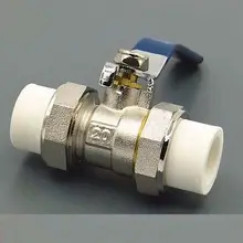 PPR& латунный фитинг с двойным соединением шаровой клапан с патроном со стальным шаром O/D 32 мм для воды, газа, масла