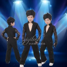 Черные рубашки в латинском стиле с длинными рукавами и стразами для мальчиков и штаны Детское бальное платье одежда для сальсы современный костюм для танго