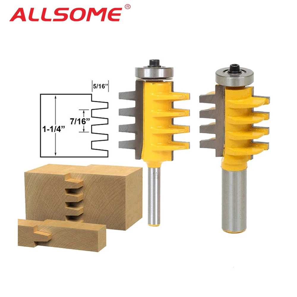 ALLSOME 1/", 1/4" хвостовик рельсы Реверсивный палец шарнир клей фрезы конусный шип резчик по дереву электроинструменты древесины фрезы