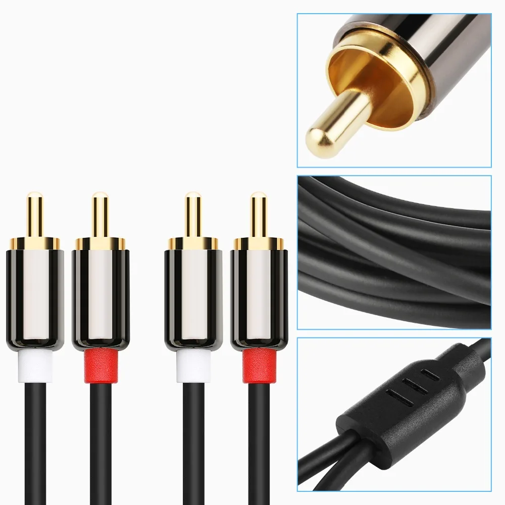 5-JCKEL-Audio-Cable-2-RCA-to-2-RCA-Wire-Male-to-Male-Gold-Plated-3-5