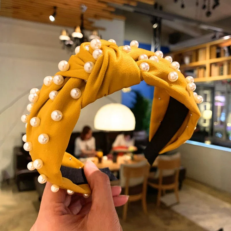 

Korean Pearl Headband for Women Bezel Simple Knotted Hair Loop Women Hairband Fashion Headwear Girls Hair Accessories