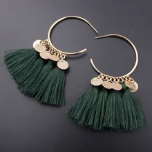 AMADER, женские серьги с кисточками, этнические серьги-капли с блестками, богемные модные ювелирные изделия, трендовые хлопковые длинные висячие серьги с бахромой