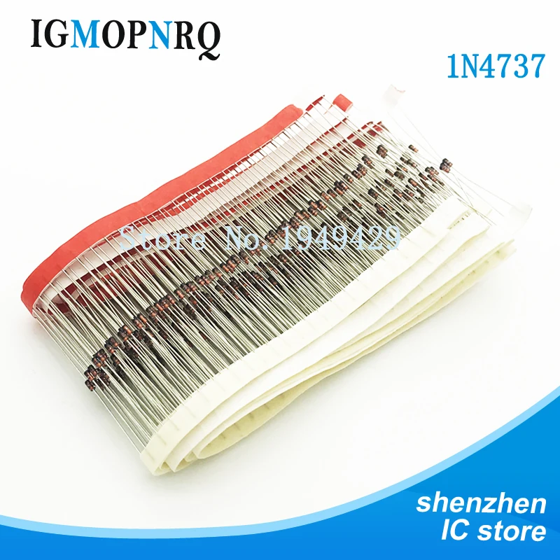 

New 100PCS/Lot 1n4737 IN4737 1N4737A 4737 DO-41 Zener Diode 1W 7.5V 7V5 diode